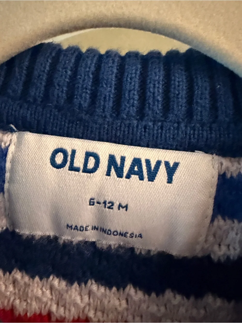 Old Navy Red, White & Blue Striped Knit Polo Romper